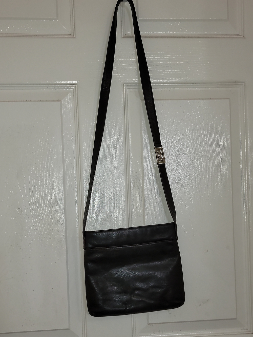 Ralph Lauren Black Leather Messenger Crossbody